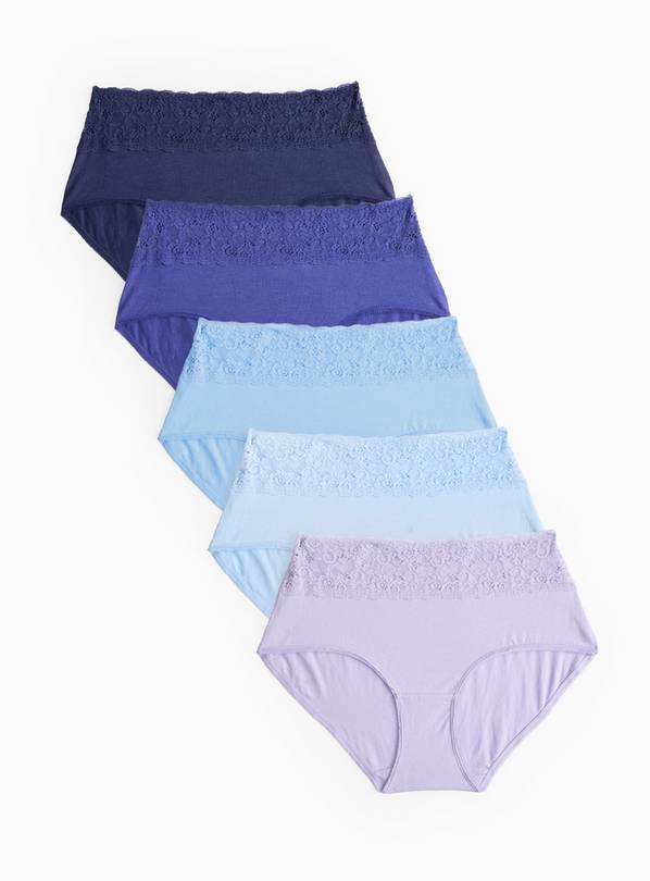 Blue Comfort Lace Midi Knickers 5 Pack 20